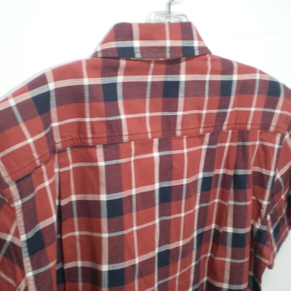 Carhartt Short Sleeve Button Down Red/Navy/White Plaid Casual Shirt, Size Med - Picture 6 of 7